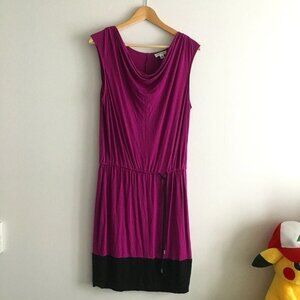 Calvin Klein Cowl Neck‎ Drop Waist Sleeveless Dress Knit Color Block Wome…